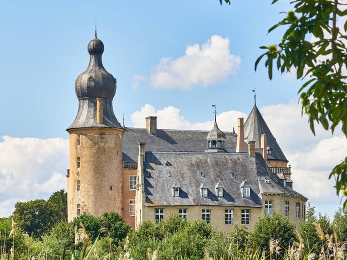 Ansicht der Südostseite der Wasserburg Gemen in Borken.